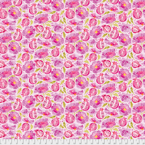 Corinne Haig PWCH005 Artichoke Garden Peonies & Poms Pink Cotton Fabric By Yd