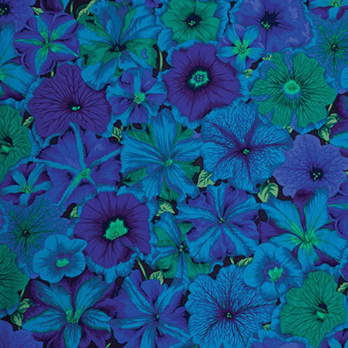 Philip Jacobs PWPJ050 Petunias Blue Cotton Quilting Fabric By Yard