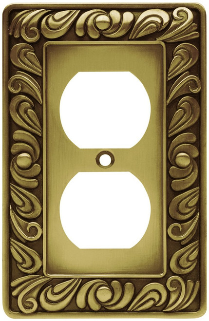 Franklin Brass 64045 Paisley Single Duplex Tumbled Antique Brass Cover Plate