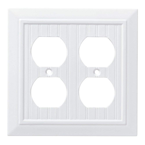 W35271-PW Pure White Classic Beadboard Wood Architect Double Duplex Cover Plate