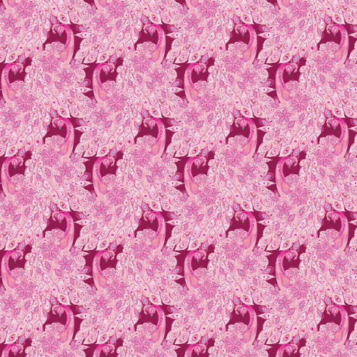 Corinne Haig PWCH009 Peacock Paradise Fuchsia Fabric By Yd