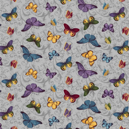 Blank Quilting 8888-090 Walk By Faith Butterflies Grey Cotton Fabric By Yard