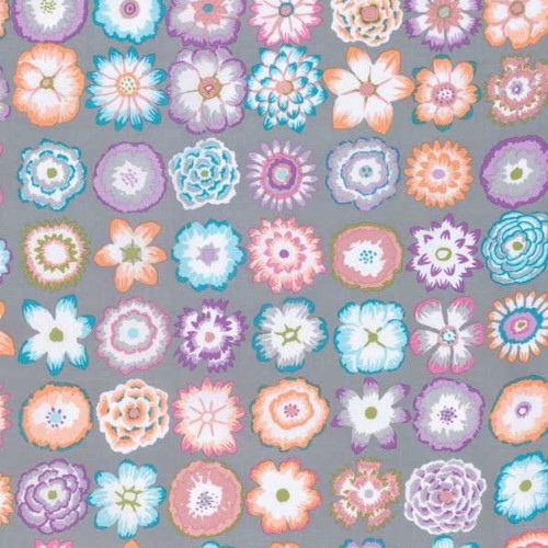 Kaffe Fassett PWGP152 Button Flowers Grey Cotton Fabric By The Yard