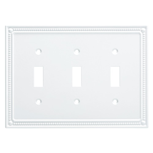 Franklin Brass W35066-PW Pure White Classic Beaded Triple Switch Cover Plate