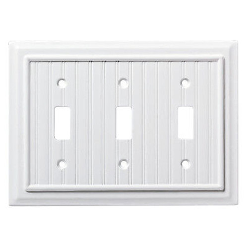 W37238-PW  Pure White Beadboard Triple Switch Wall Cover Plate