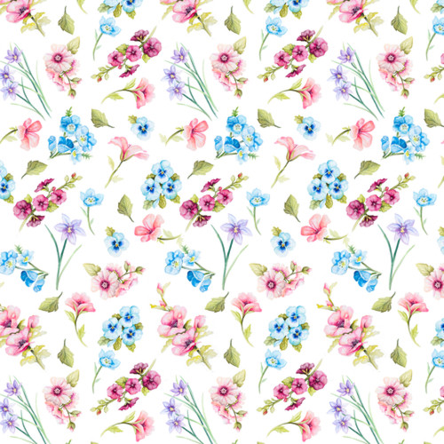 Blank Quilting 9368-01 Papillon Parade Small Floral White Cotton Fabric By Yd