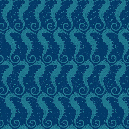 Blank Quilting 9555-77 Seaglass Seahorse Blue Cotton Fabric By The Yard