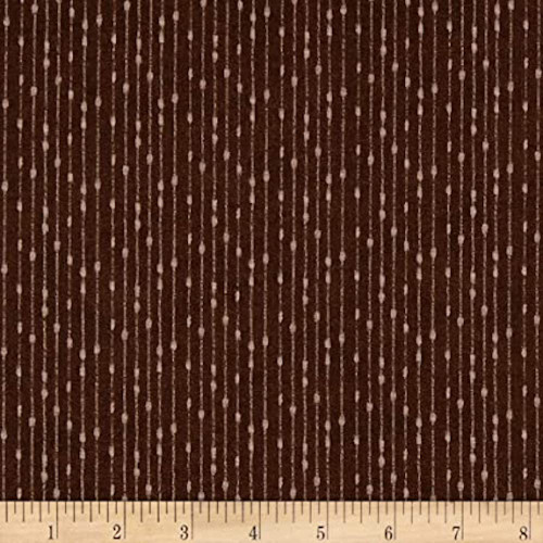 Stof Fabrics 4512-586 Petite Motifs Dotted Stripes Brown Cotton Fabric By The Yard