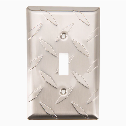 Brainerd W32841-SN Diamond Plate Single Switch Cover Plate Satin Nickel