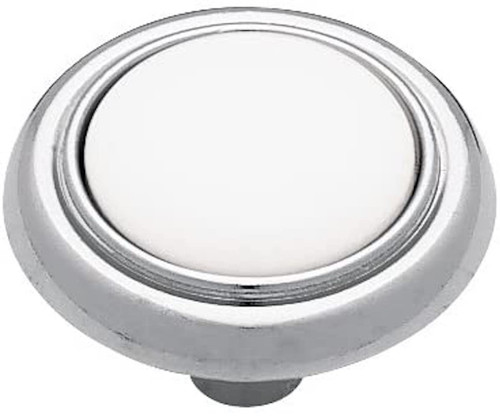 Liberty P50081V-CHW 1 1/4" White Ceramic & Chrome Cabinet Drawer Knob