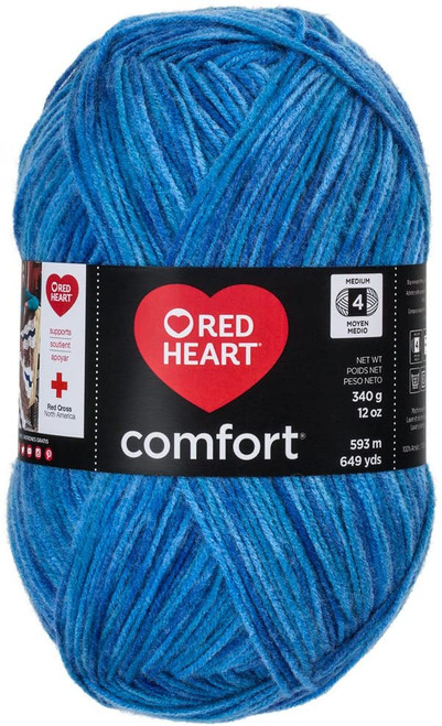 Red Heart Comfort Shaded Blues Print Knitting & Crochet Yarn