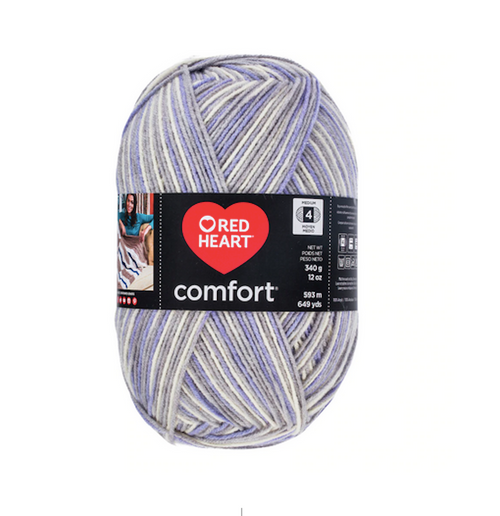 Red Heart Comfort Grey Lavender Print Knitting & Crochet Yarn