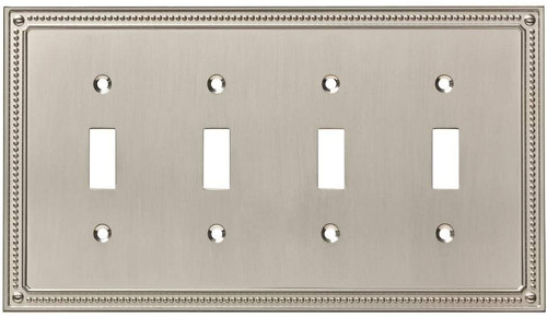 Liberty W35068-SN Classic Beaded Satin Nickel Quad Switch Wall Plate Cover