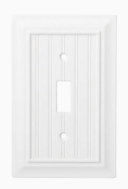 Brainerd W37230-PW Pure White Beadboard Single Switch Wall Cover Plate