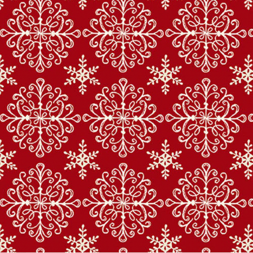 Studio E Home For The Holidays 5182-84 Set Snowflakes Red Cotton Fabric By Yard