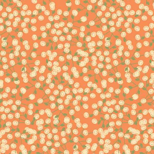 Studio e Pumpkin Spice 5152-48 Cream Berries Orange Cotton Fabric By Yard