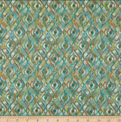 Stof of France Kruger Allover Teal Cotton Quilting Fabric By The Yard