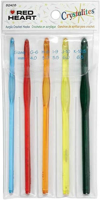 Red Heart Crystalites Lightweight Acrylic Crochet Hook Gift Set G,H,I,J,K