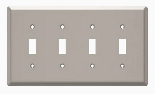 Style Selections W45074-SN Satin Nickel Simple Square Quad Switch Wall Plate Cover