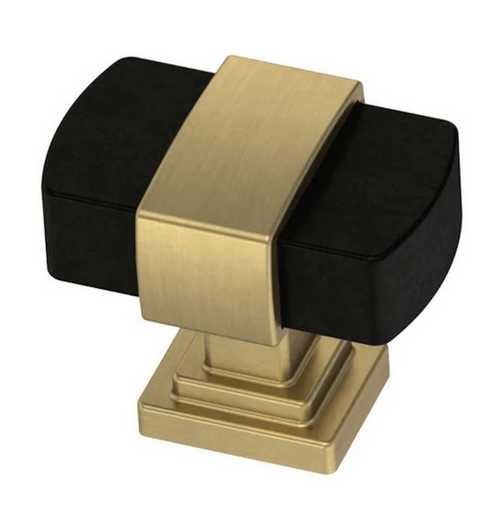 Liberty P39083C-370 1 3/16" Wrapped Square Black & Brushed Brass Cabinet & Drawer Knob