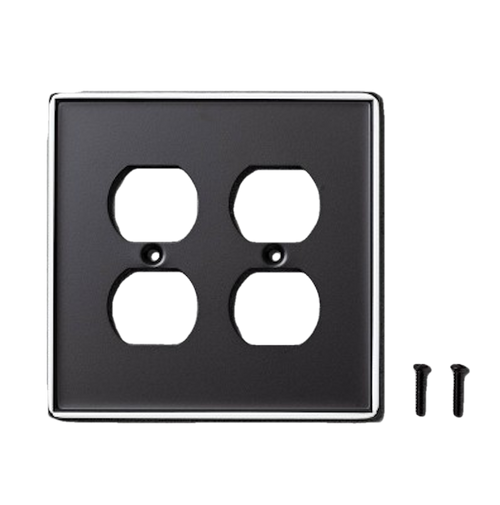 Hearth & Hand Matte Ebony Border Double Duplex Wall Plate Cover 2 Pack