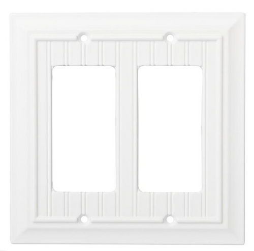 Brainerd W37237-PW Pure White Beadboard Double GFCI Wall Cover Plate