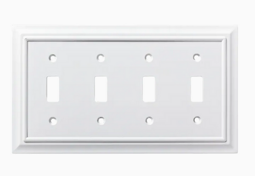 Brainerd W10765-PW Architect Pure White Quad Switch Wall Plate Cover