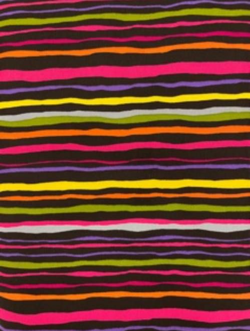 Studio E Paisley III Black & Pink Wiggle Stripe Cotton Fabric By The Yard