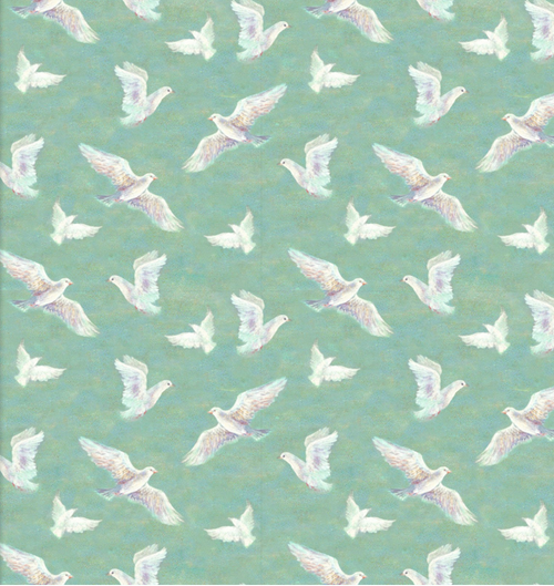 3 Wishes 16485 Spirit of Flight Doves Mint Cotton Fabric By The Yard