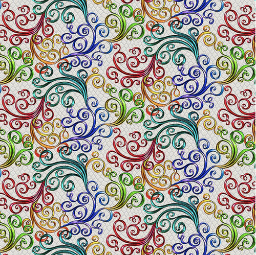 Studio E Rainbow Dragon Swirl Ecru Cotton Fabric by The Yard