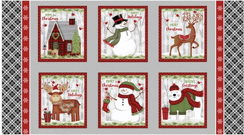 Studio e Snow Merry 9" x 10" Blocks Christmas Cotton Fabric By The Panel