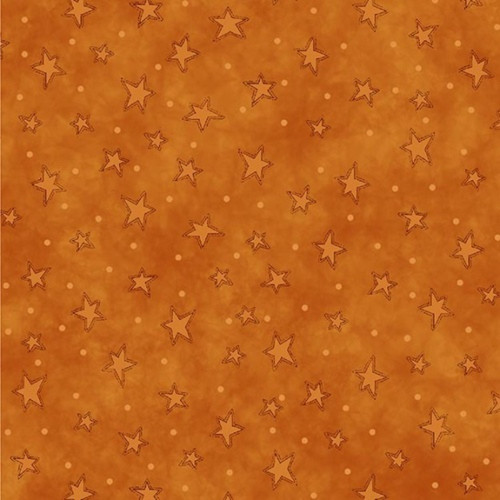 Henry Glass Starry Basics Stars Orange Cotton Fabric By The Yard