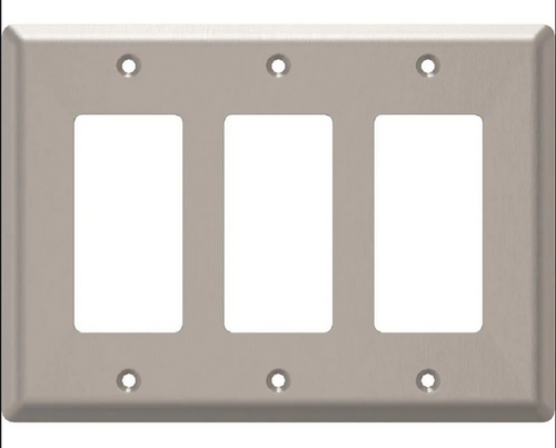 Style Selections W45073-SN Satin Nickel Simple Square Triple GFCI Wall Plate Cover