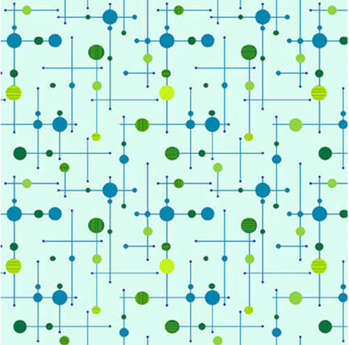 Studio E Mid Century Modern Dots & Sticks Lt Aqua Cotton Fabric by The Yard