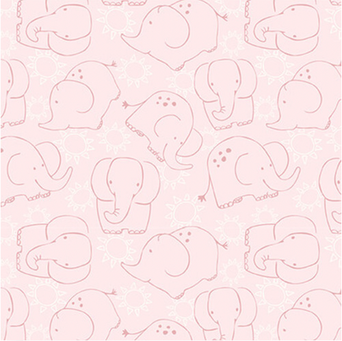 Studio E Safari Sunrise Elephant Allover Pink Cotton Fabric by The Yard