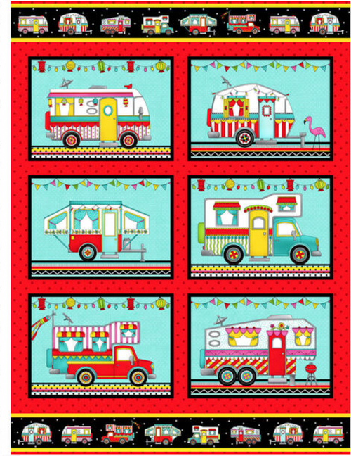 Studio E Roamin' Holiday Camper Panel Multi Cotton Fabric By Yard