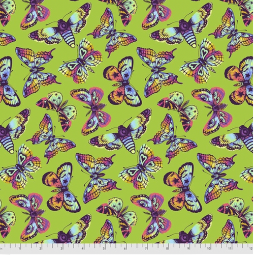 Free Spirit Tula Pink PWTP172 Daydreamer Butterfly Kisses Avocado Cotton Fabric By Yd