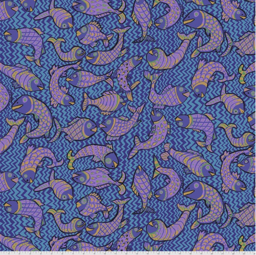 Free Spirit Brandon Mably PWBM079 Koi Polloi Blue Cotton Fabric By The Yard