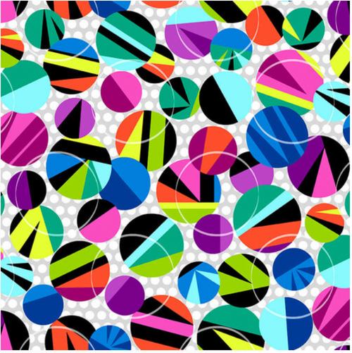 Studio E Black & White w/ A Touch of Bright Large Circles Cotton Fabric By Yard