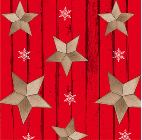 Studio E Warm Winter Wishes Wood Grain Tossed Stars Red Cotton Fabric By Yard