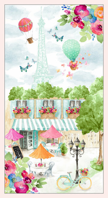 Blank Quilting Love is in the Air Cafe w/ Eiffel Tower Panel Cotton Fabric By The Panel