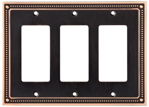 Franklin Brass W35067-VBC Classic Beaded Bronze & Copper Triple GFCI Wall Plate Cover