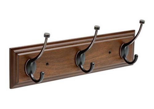 Franklin Brass LCPLLT3-BOB 15 7/8" Bark Rail w/ 3 Oil Rubbed Bronze Pilltop Hooks