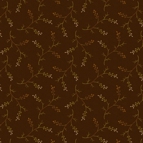 Henry Glass Hello Fall Sprigs Brown Cotton Fabric By The Yard