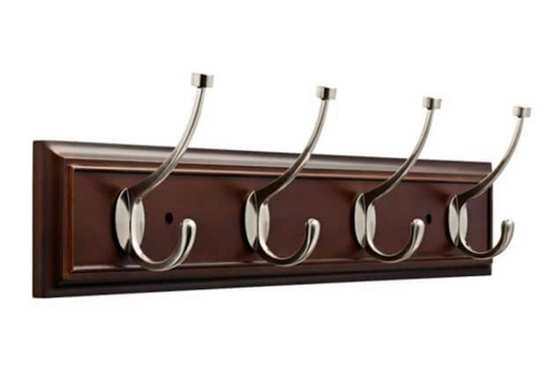 Home Decorators W12984H-MUL 27" Cocoa Rail w/ 4 Satin Nickel Pilltop Hooks