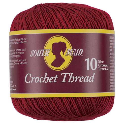 South Maid Victory Red 350yd 100% Cotton Crochet Thread Size 10