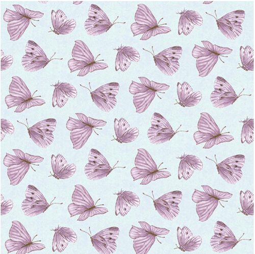 Henry Glass Lavender Garden Tossed Butterflies Blue Fabric By  Yard