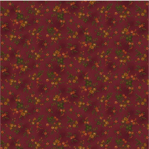 Henry Glass Right as Rain Harvest Floral Cranberry Fabric By Yard