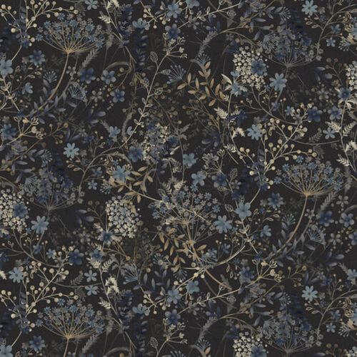 Henry Glass Bluebird of Happiness Meadow Dk Gray Fabric By Yard