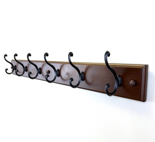 Liberty Hardware 165541  Six Scroll Hook Rack Cocoa and Soft Iron,  27-Inch
